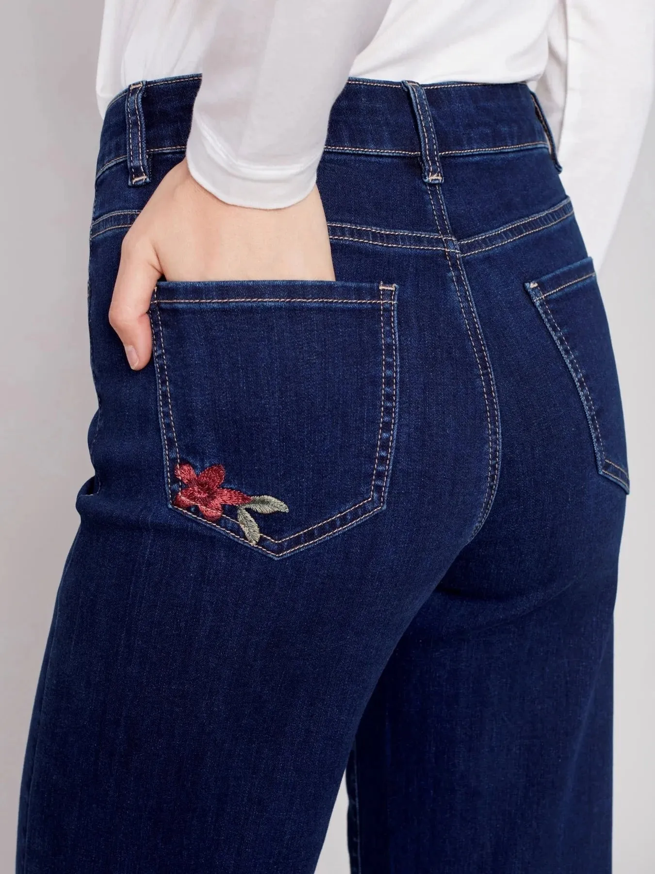 Embroidered Flare Jean [Indigo-C5448]