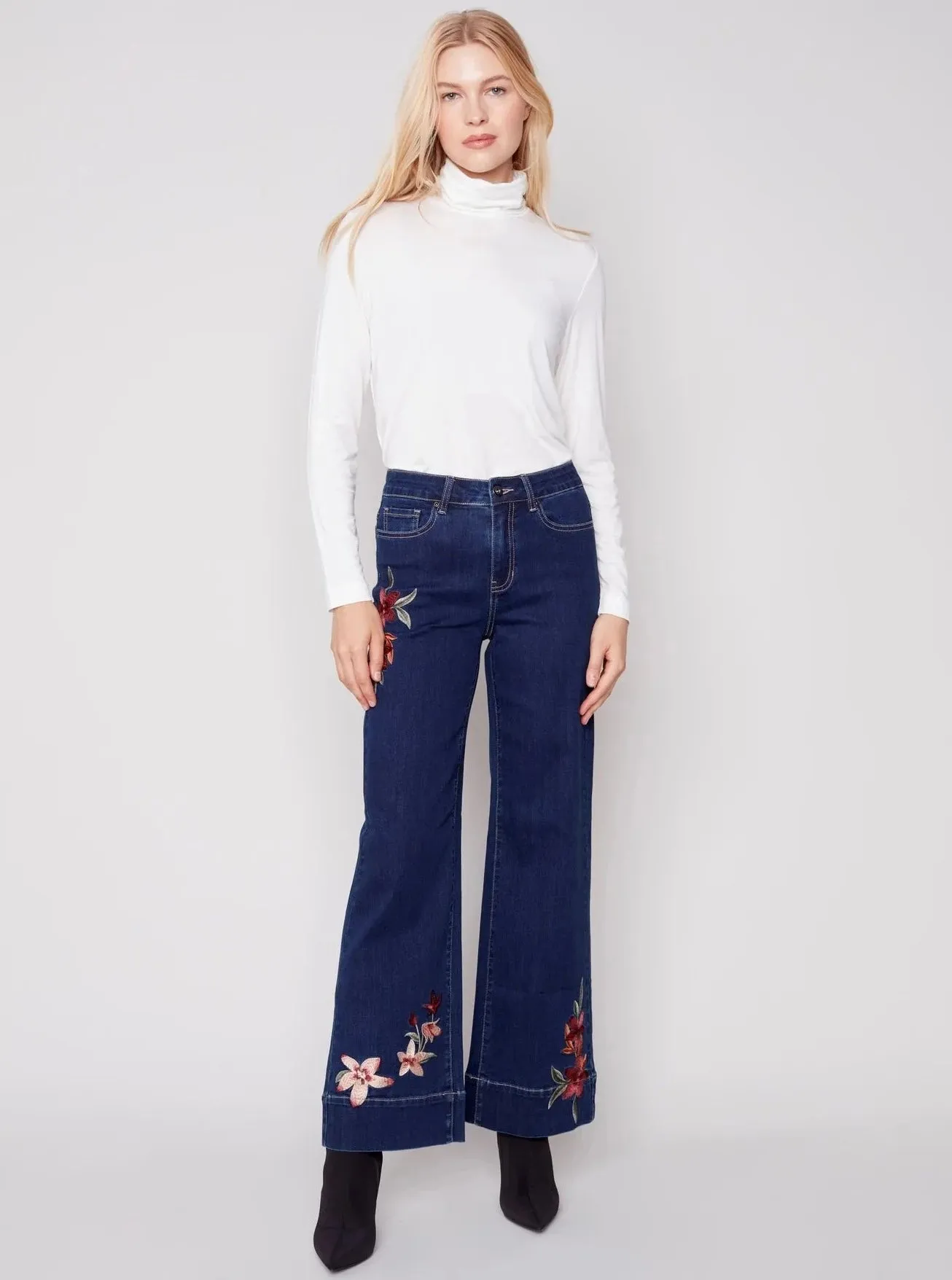 Embroidered Flare Jean [Indigo-C5448]