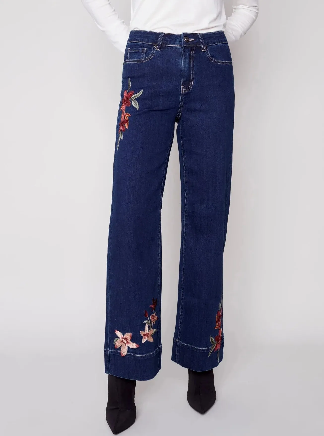 Embroidered Flare Jean [Indigo-C5448]