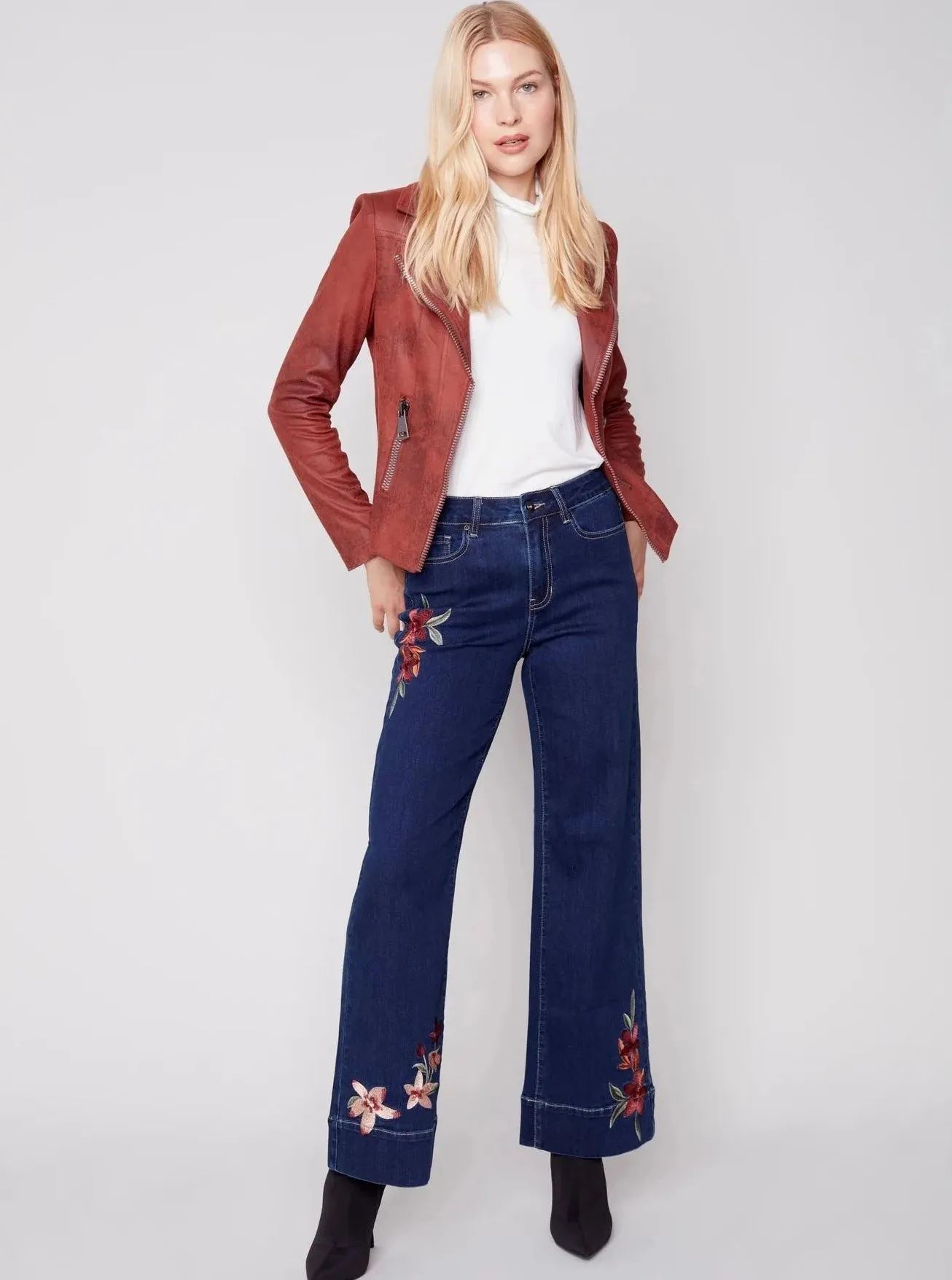 Embroidered Flare Jean [Indigo-C5448]
