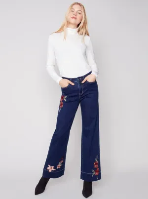 Embroidered Flare Jean [Indigo-C5448]