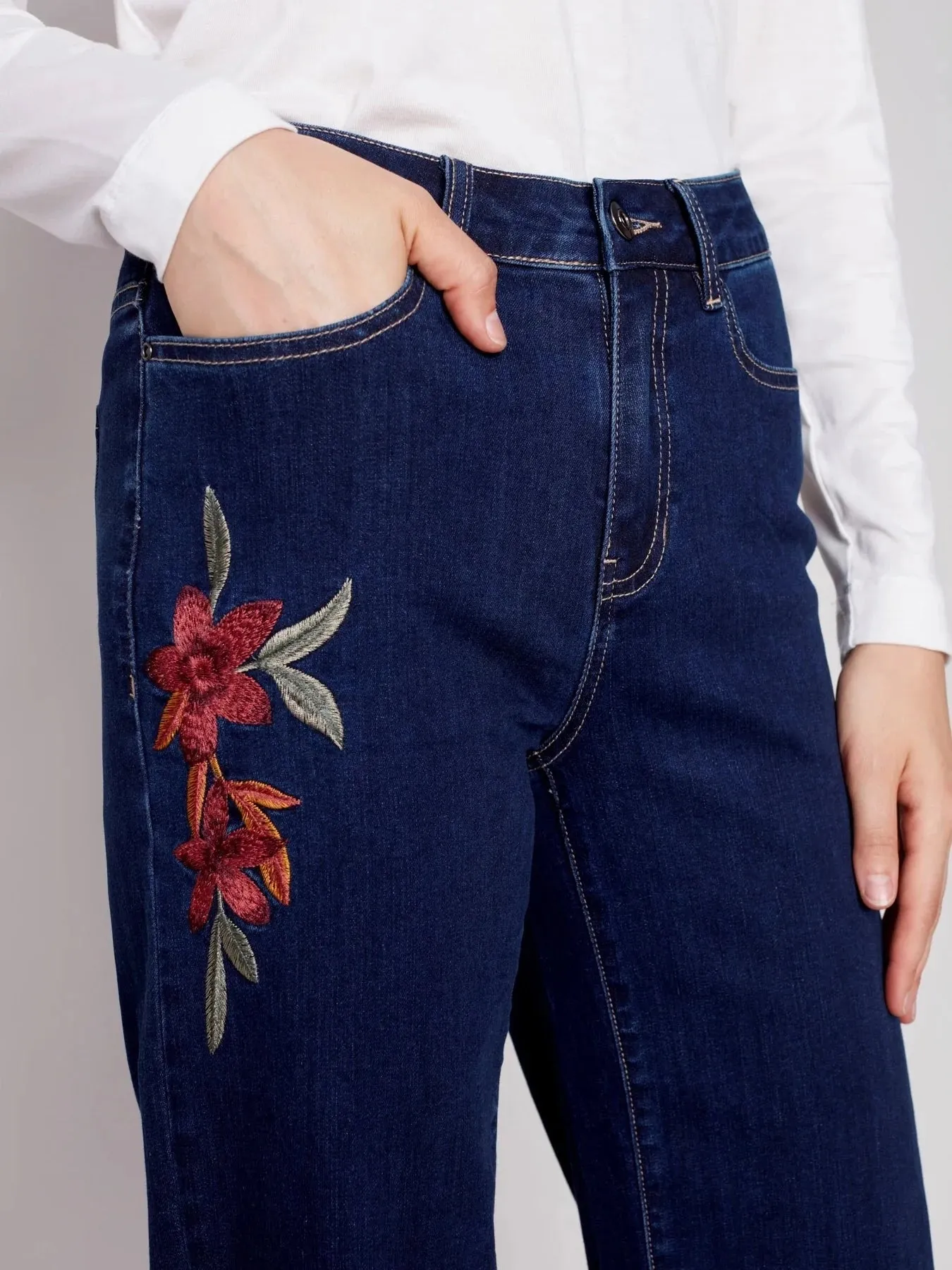 Embroidered Flare Jean [Indigo-C5448]