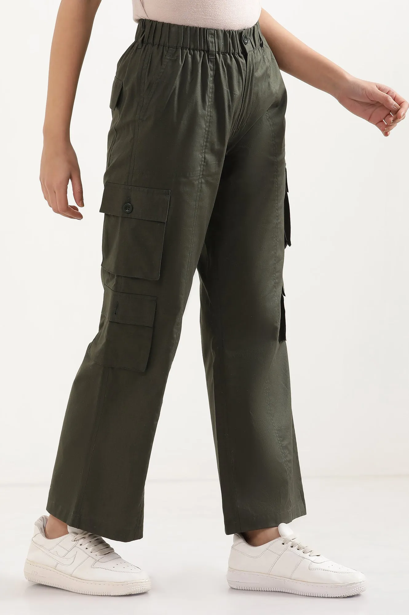 Forest Green Eight Pockets Cotton Cargo