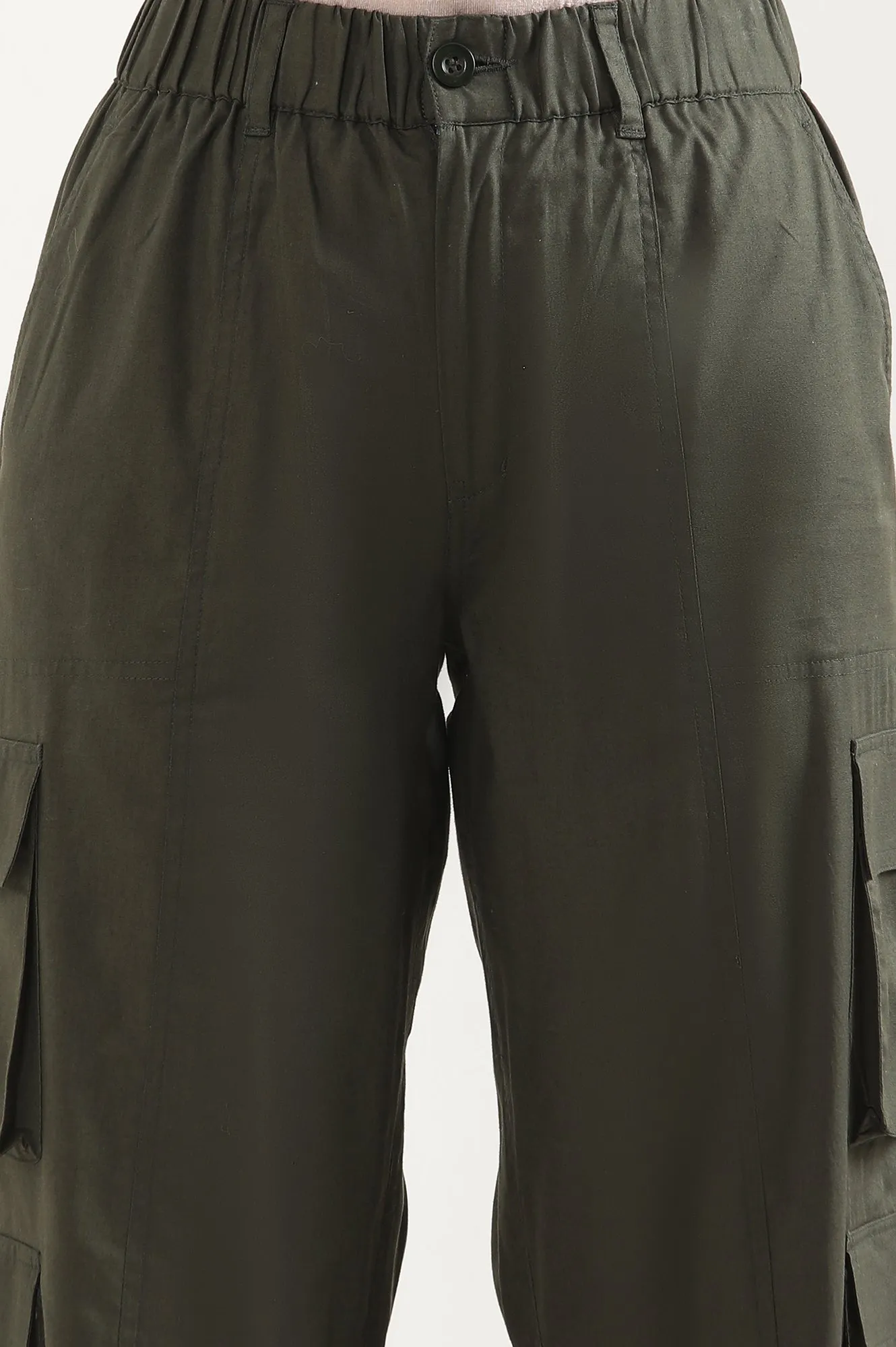 Forest Green Eight Pockets Cotton Cargo