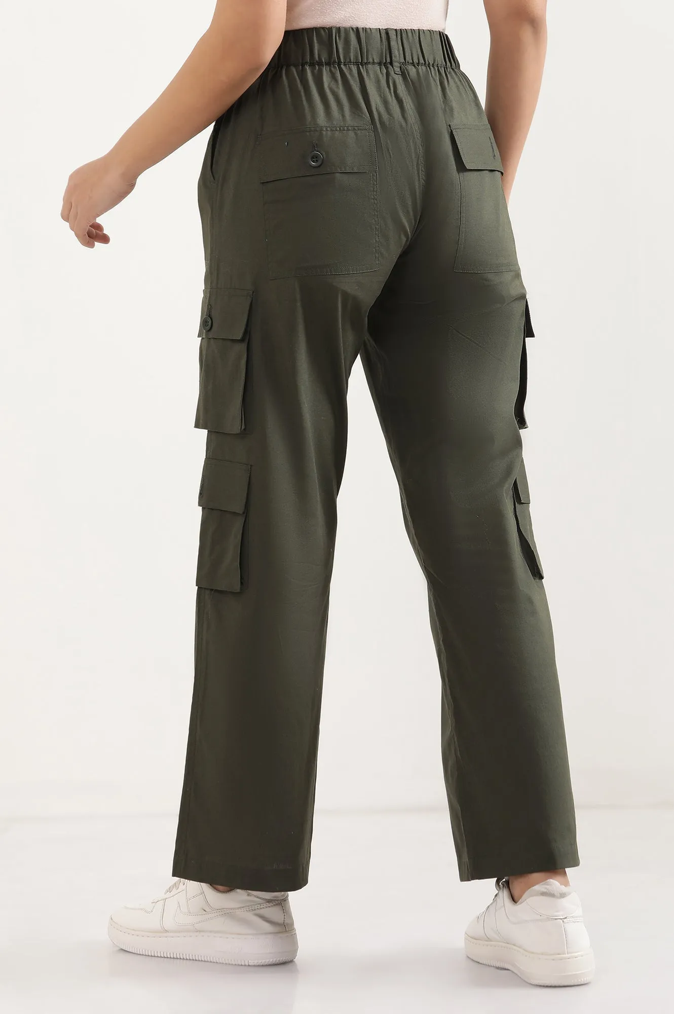 Forest Green Eight Pockets Cotton Cargo
