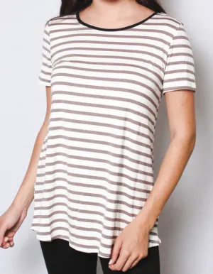 Gray Stripe with back detail SS Top