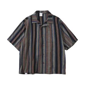 Havana stripe oversized camp shirt