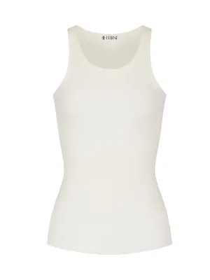 High Neck Fitted Tank in Cream