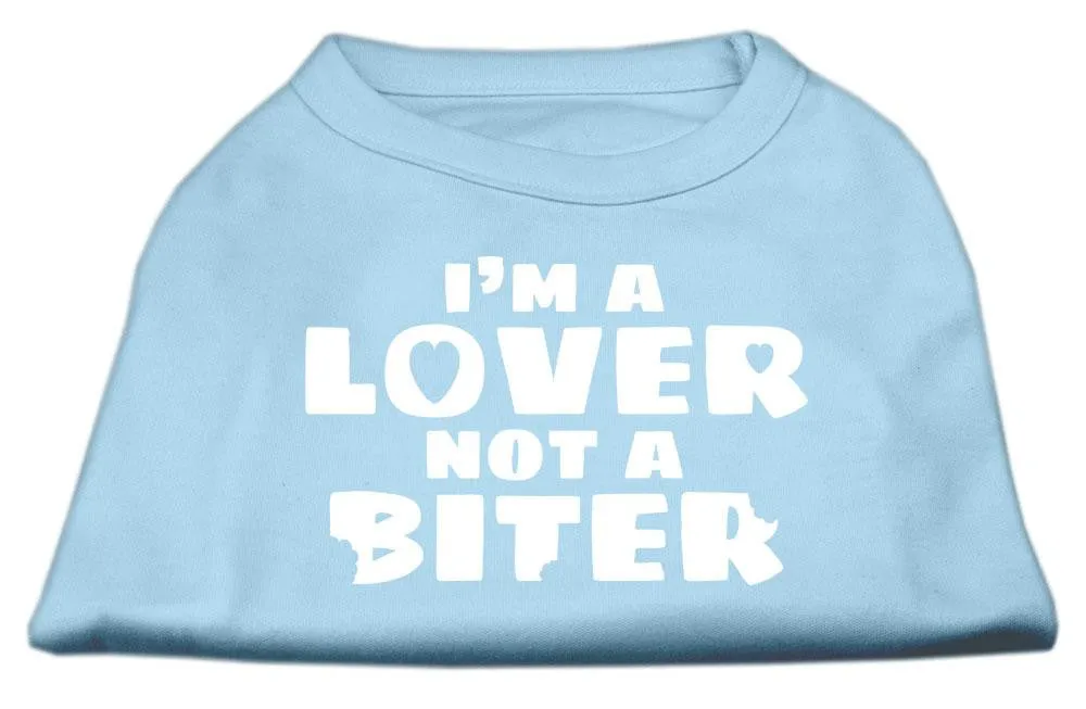 I'm a Lover not a Biter Screen Printed Dog Shirt   Baby Blue XS (8)