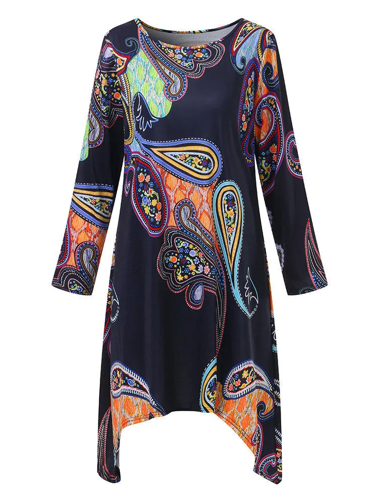 Irregular Hem Printed Shirts