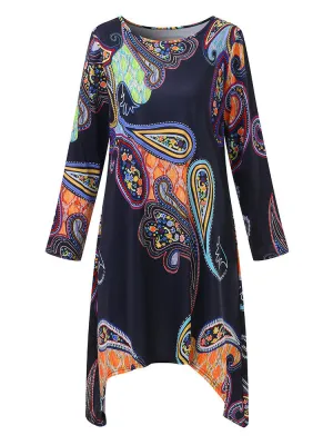 Irregular Hem Printed Shirts