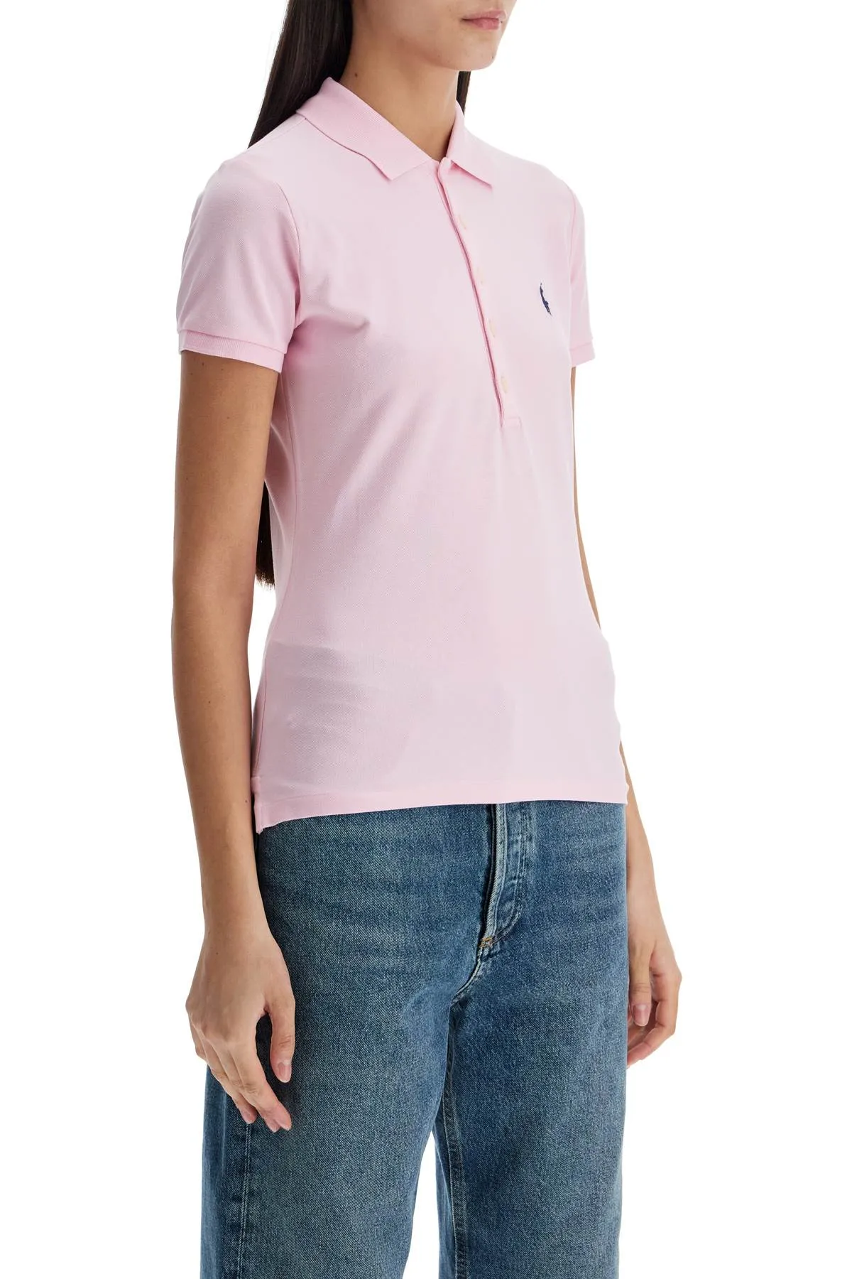 julie slim fit five button polo shirt 211870245003 SUNKISSED PINK