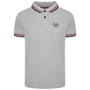 Kids Boys Grey Marl Tipped Collar Contrast Stripe Polo T Shirts Cotton Rich