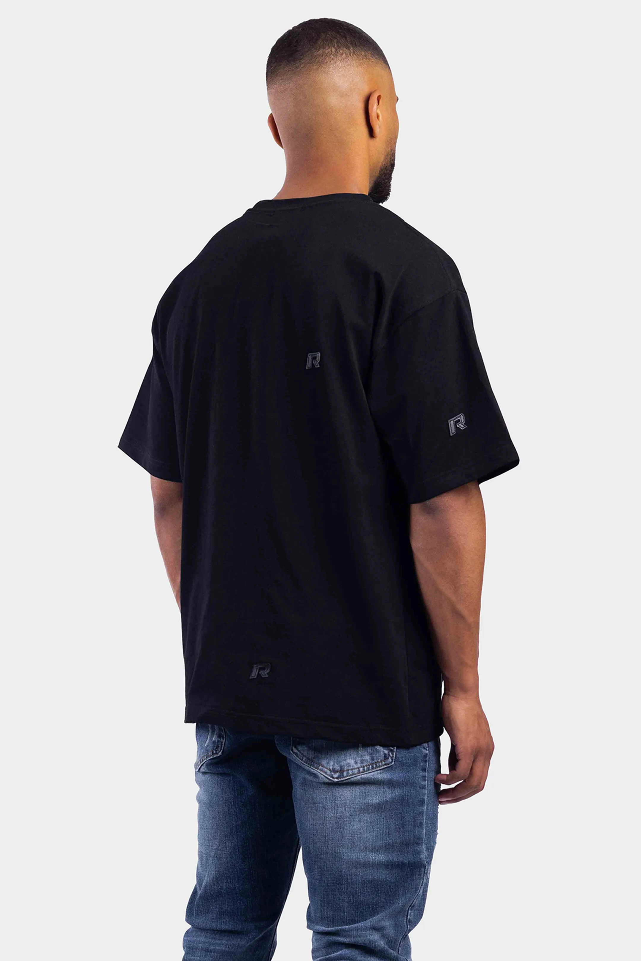 LEATHER PATCHED OVERSIZED T-SHIRT BLACK