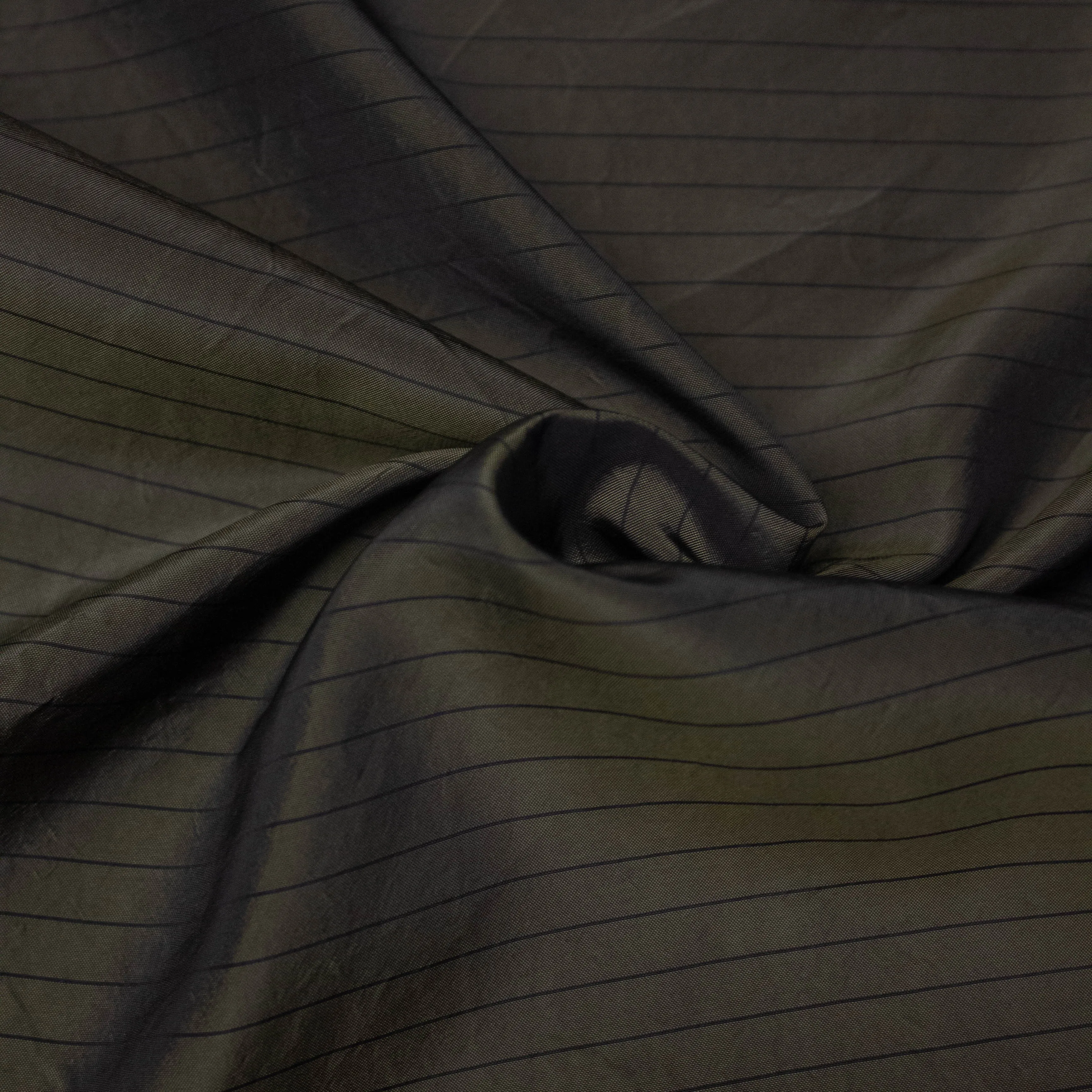 Lia Khaki Green Striped Silk