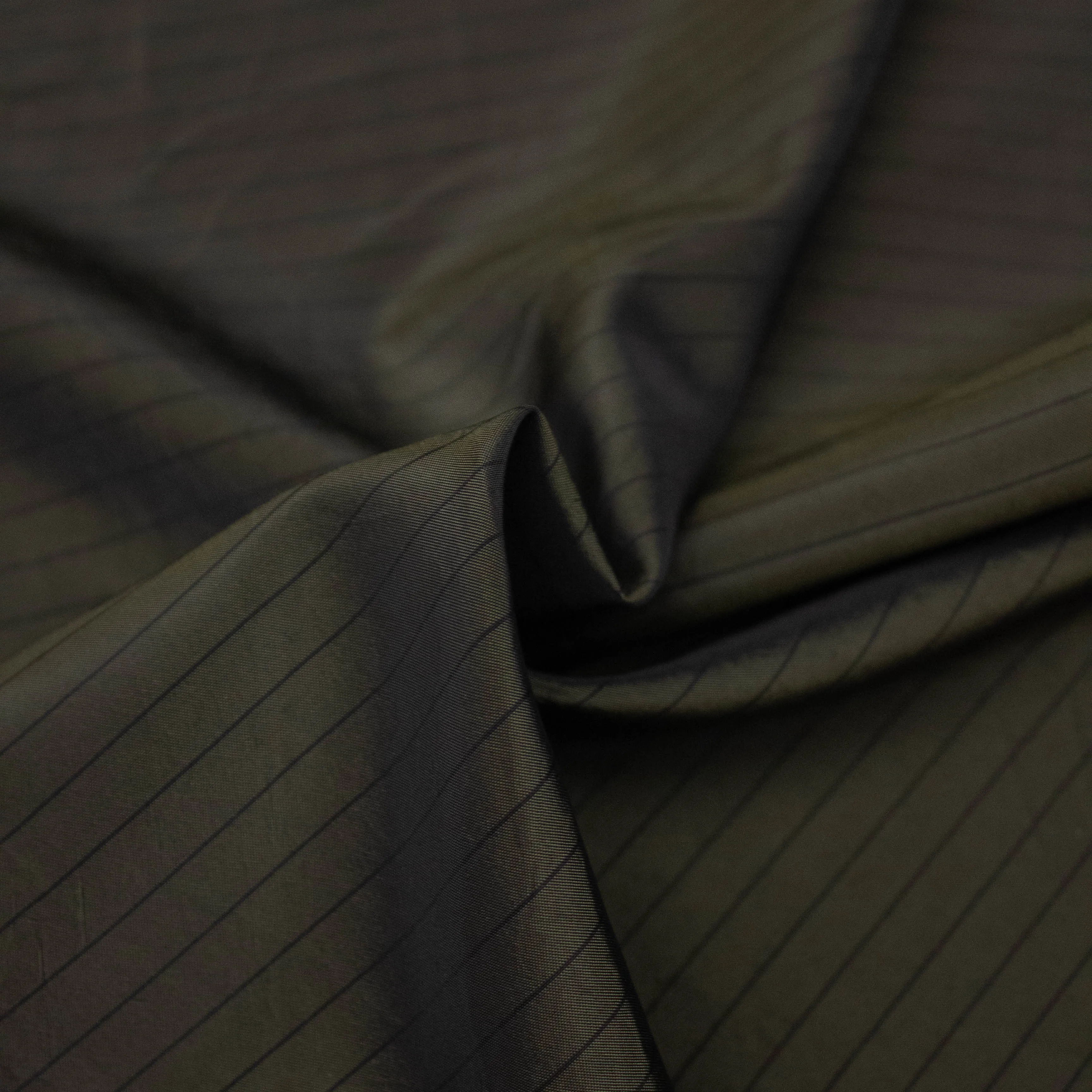 Lia Khaki Green Striped Silk