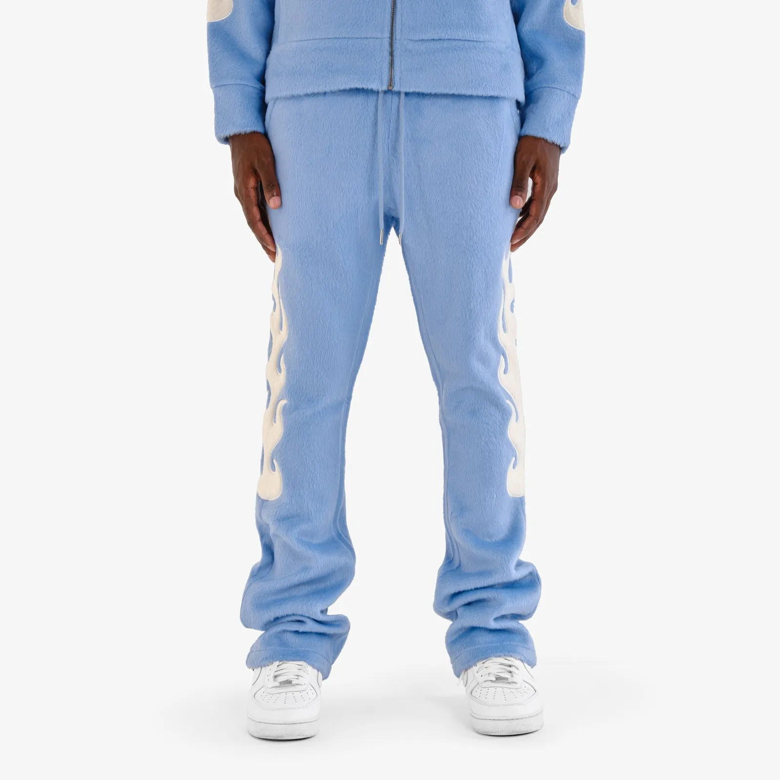 LIGHT BLUE "SAINTS" MOHAIR STACKED PANTS