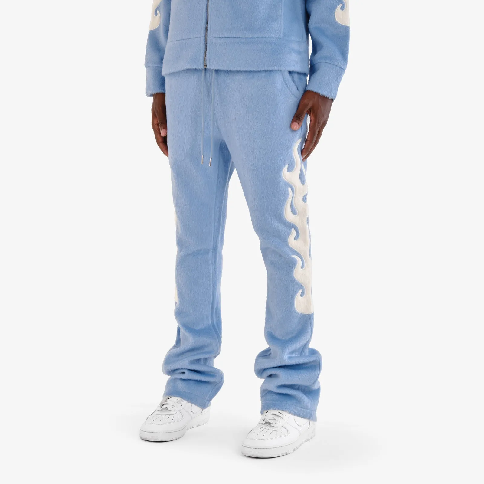 LIGHT BLUE "SAINTS" MOHAIR STACKED PANTS