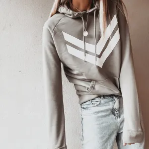 Light khaki hoody with white double chevron