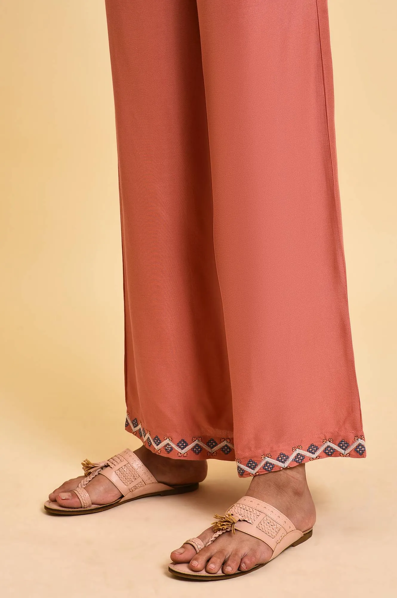 Light Orange Plus Size Parallel Pants