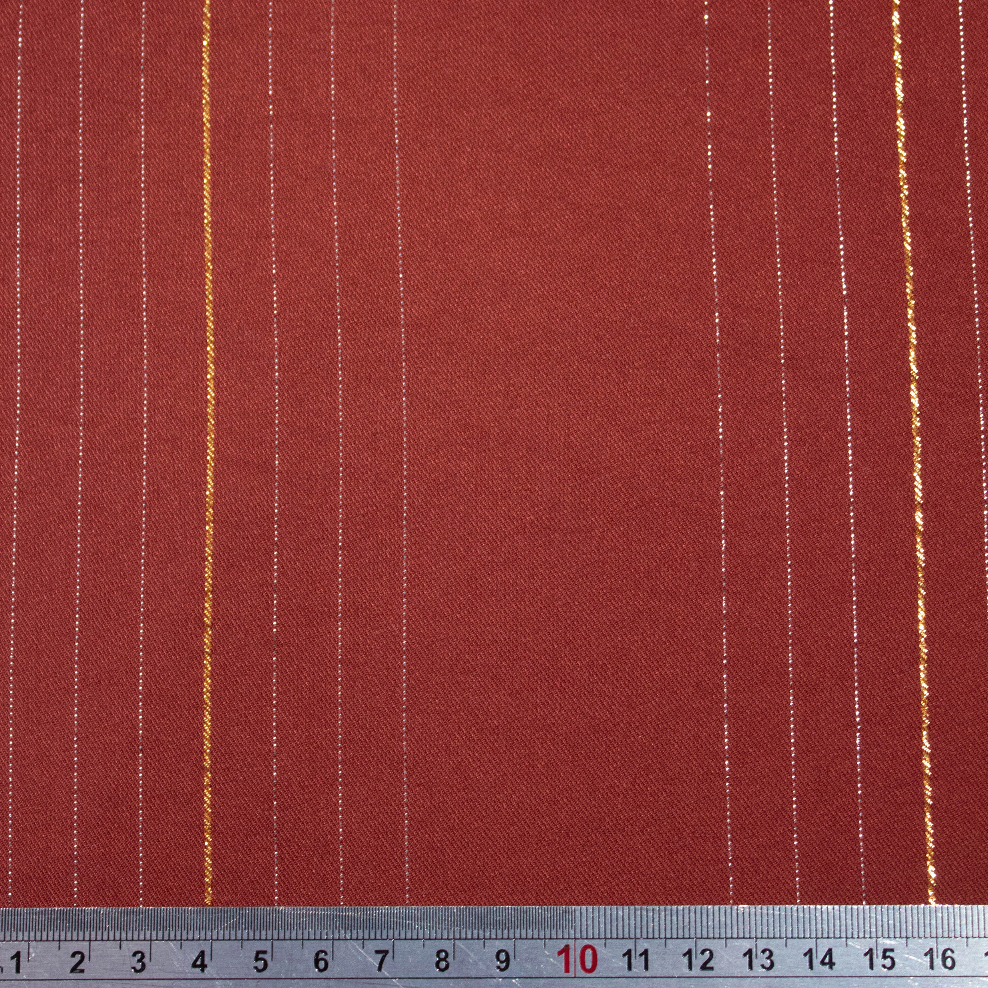 Lonys Brick Red Cotton Twill Lurex