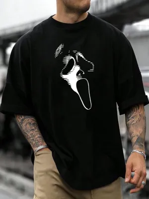 Loose-Fitting Men's Ghost Face Short Sleeve T-Shirt