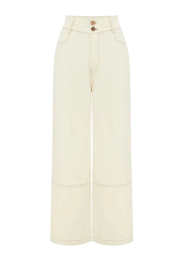 Lucia Denim Pants - Ivory