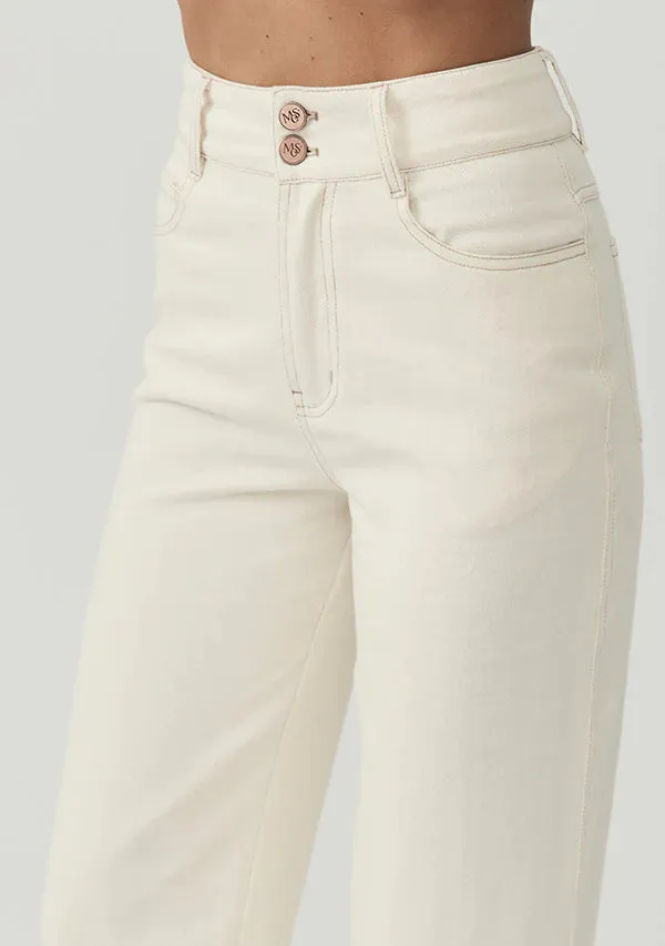 Lucia Denim Pants - Ivory