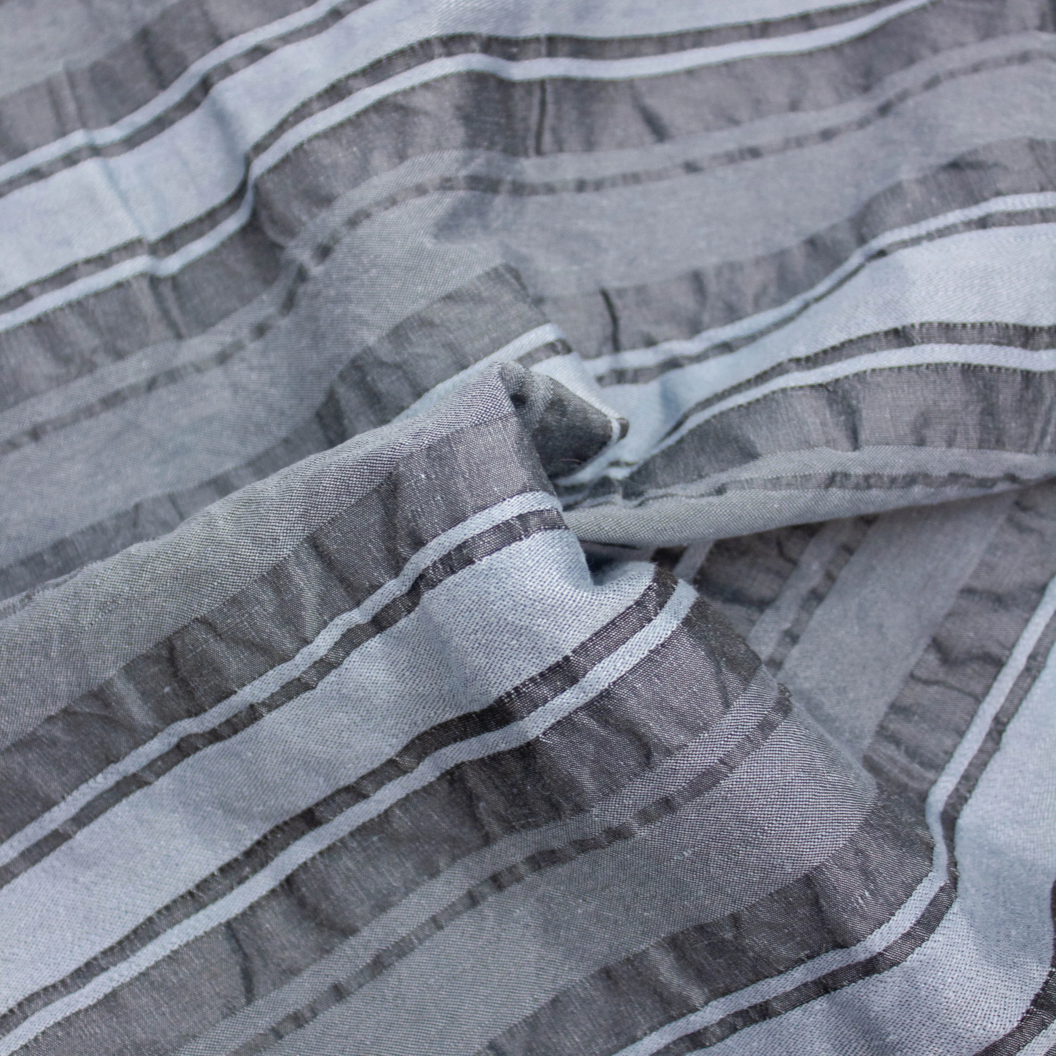 Luude Light Blue & Grey Striped PolyCotton