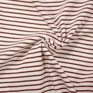 Manuel Ivory & Burgundy Striped Cotton Jersey SHOWROOM SAMPLE 34CM X 60CM