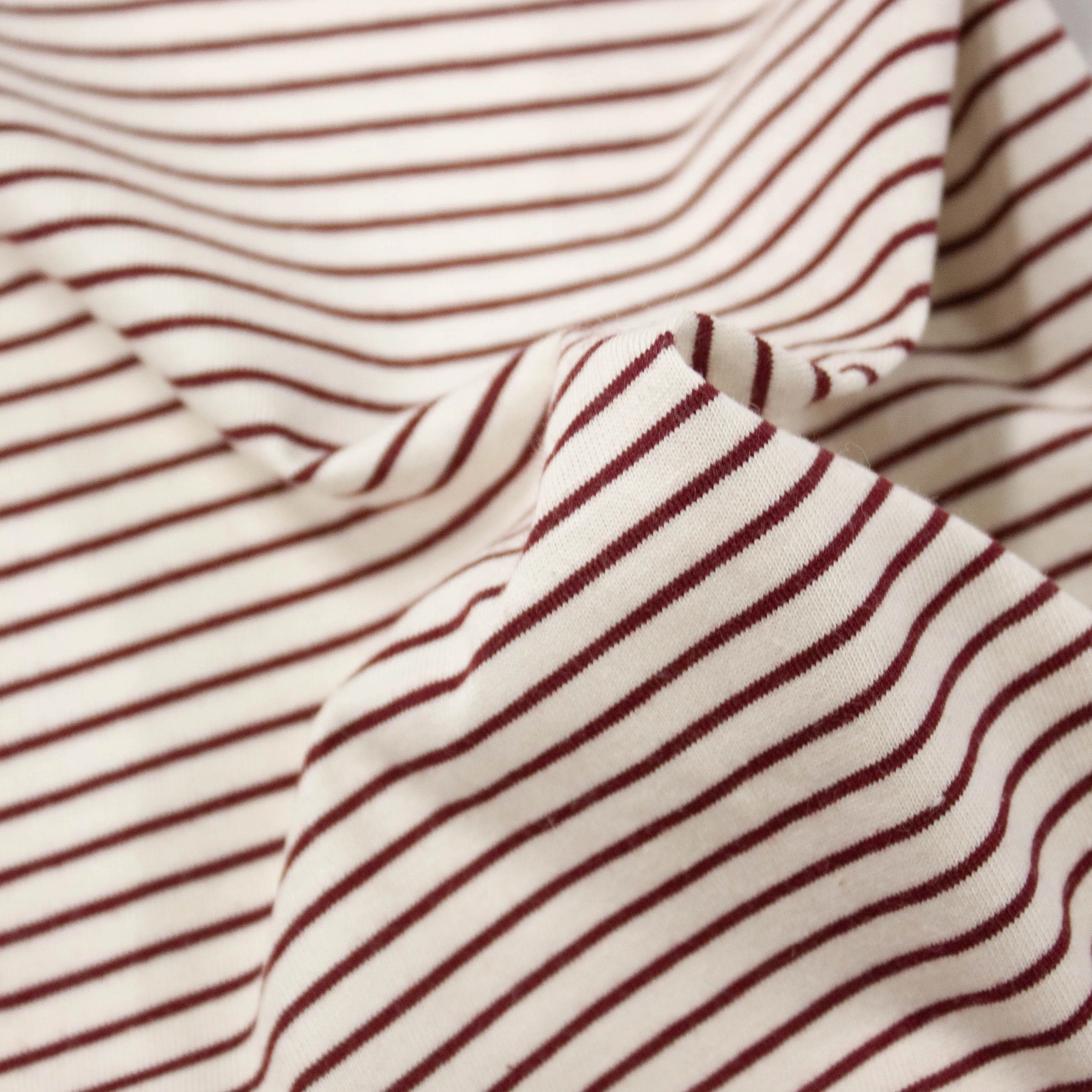 Manuel Ivory & Burgundy Striped Cotton Jersey SHOWROOM SAMPLE 34CM X 60CM