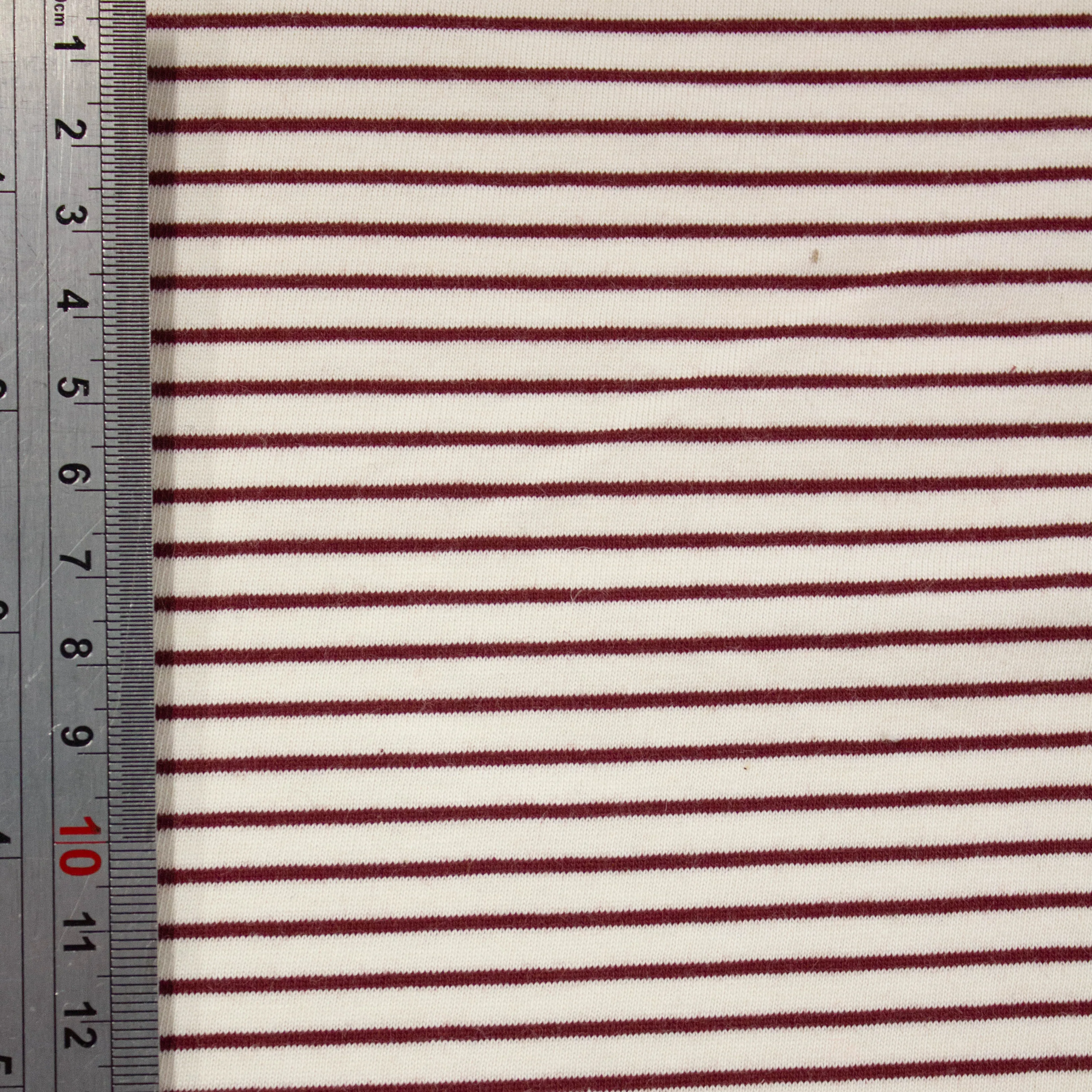 Manuel Ivory & Burgundy Striped Cotton Jersey SHOWROOM SAMPLE 34CM X 60CM