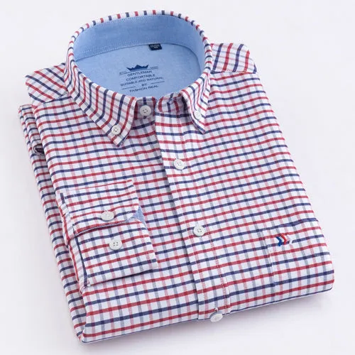 Men Casual 100% Cotton Oxford Striped Shirt