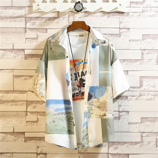 Men's Beach Fashion Short Sleeve Floral Casual Shirt