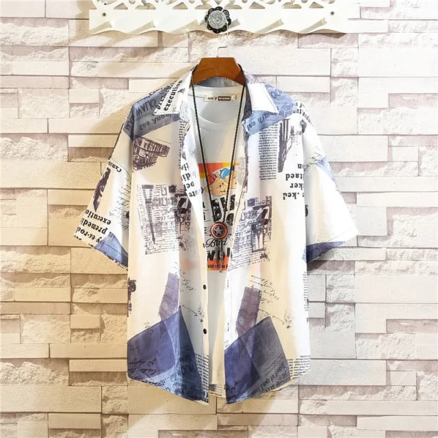 Men's Beach Fashion Short Sleeve Floral Casual Shirt