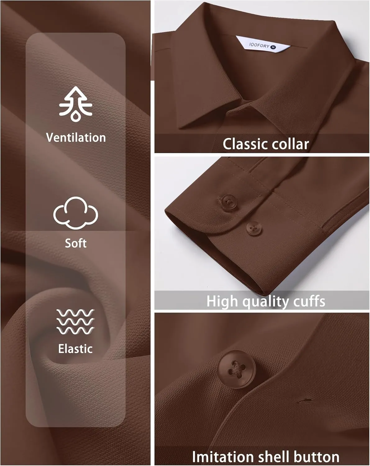 Mens Dress Shirts Long Sleeve Non Iron Breathable Wrinkle Free Stretch Regular Fit Men's Fitted Formal Shirts