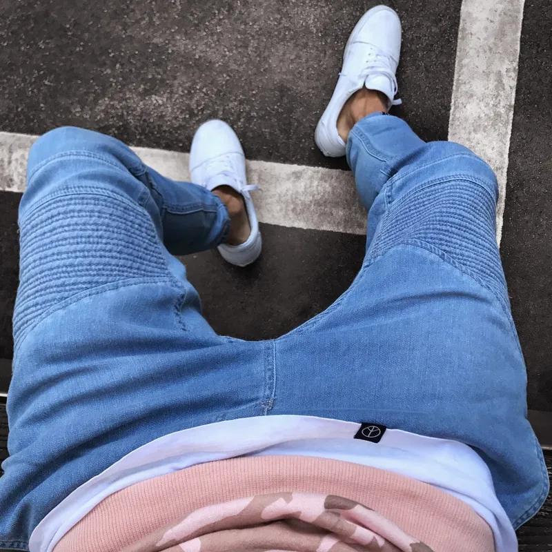 Men's Fashion Light Blue Skinny Jeans