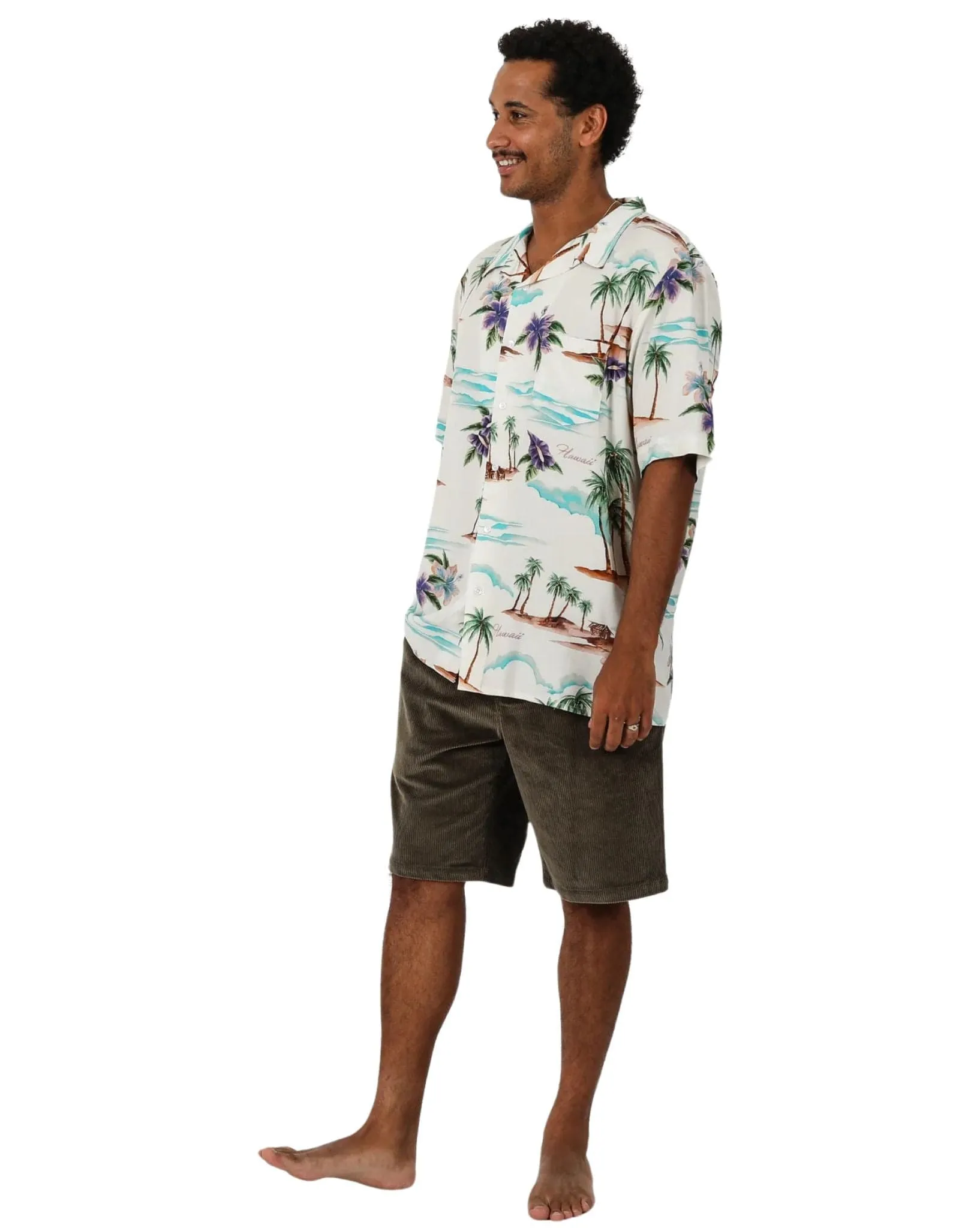 Mens On Vacation S/S Shirt - Bone