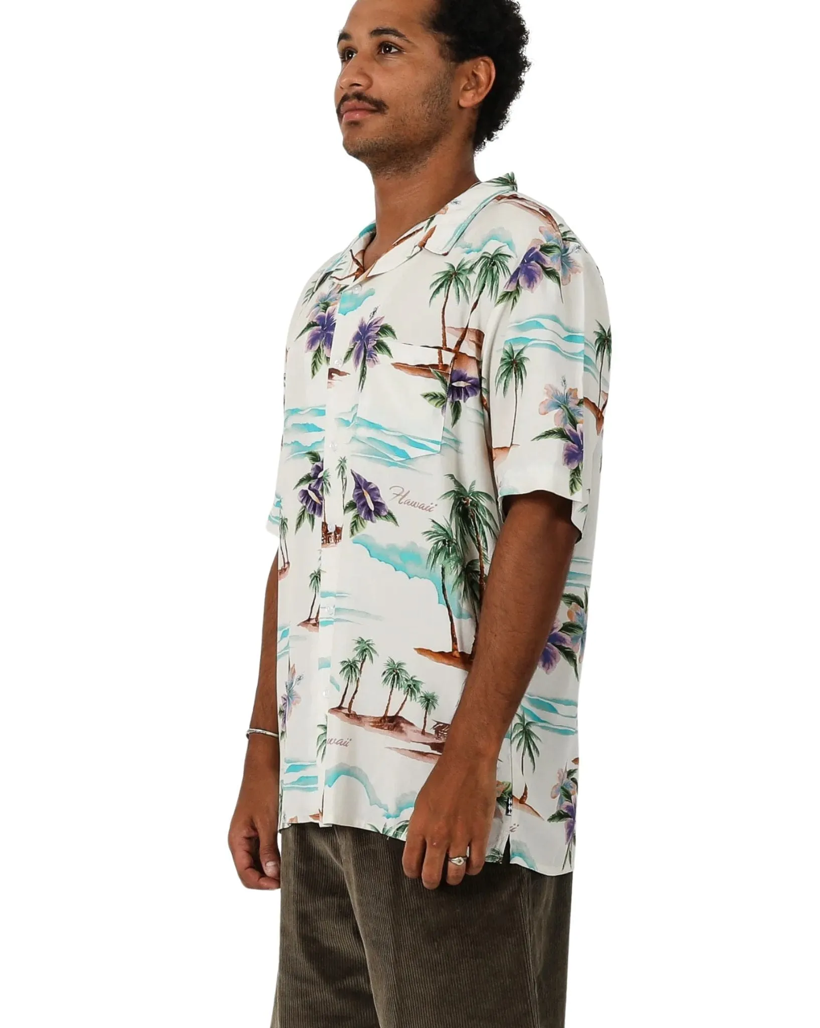 Mens On Vacation S/S Shirt - Bone