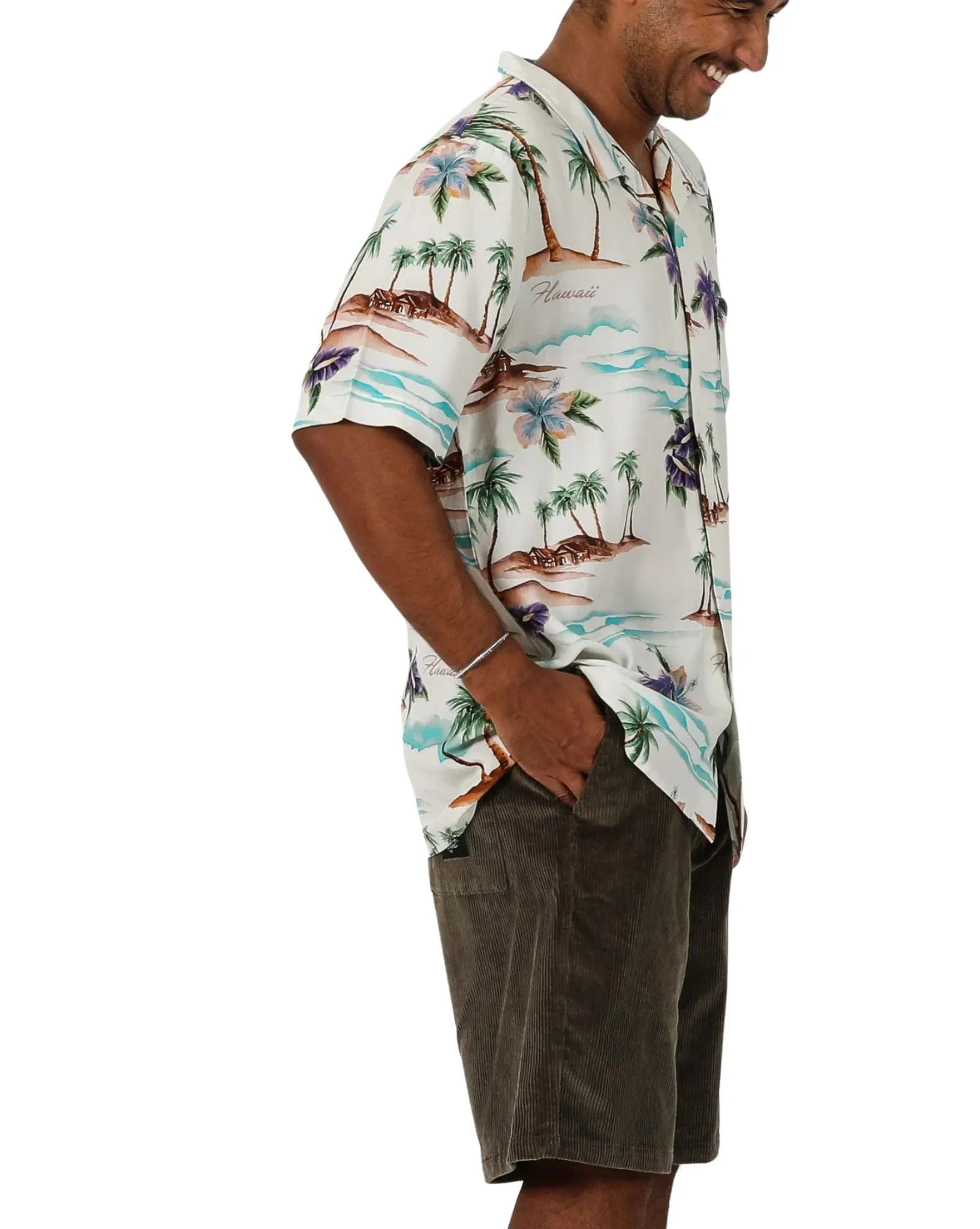 Mens On Vacation S/S Shirt - Bone