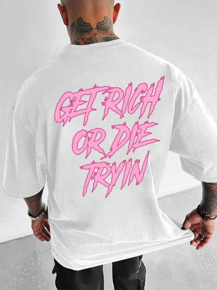 Men's Summer Slogan Printed Short Sleeve Round Neck Casual Commute T-Shirt