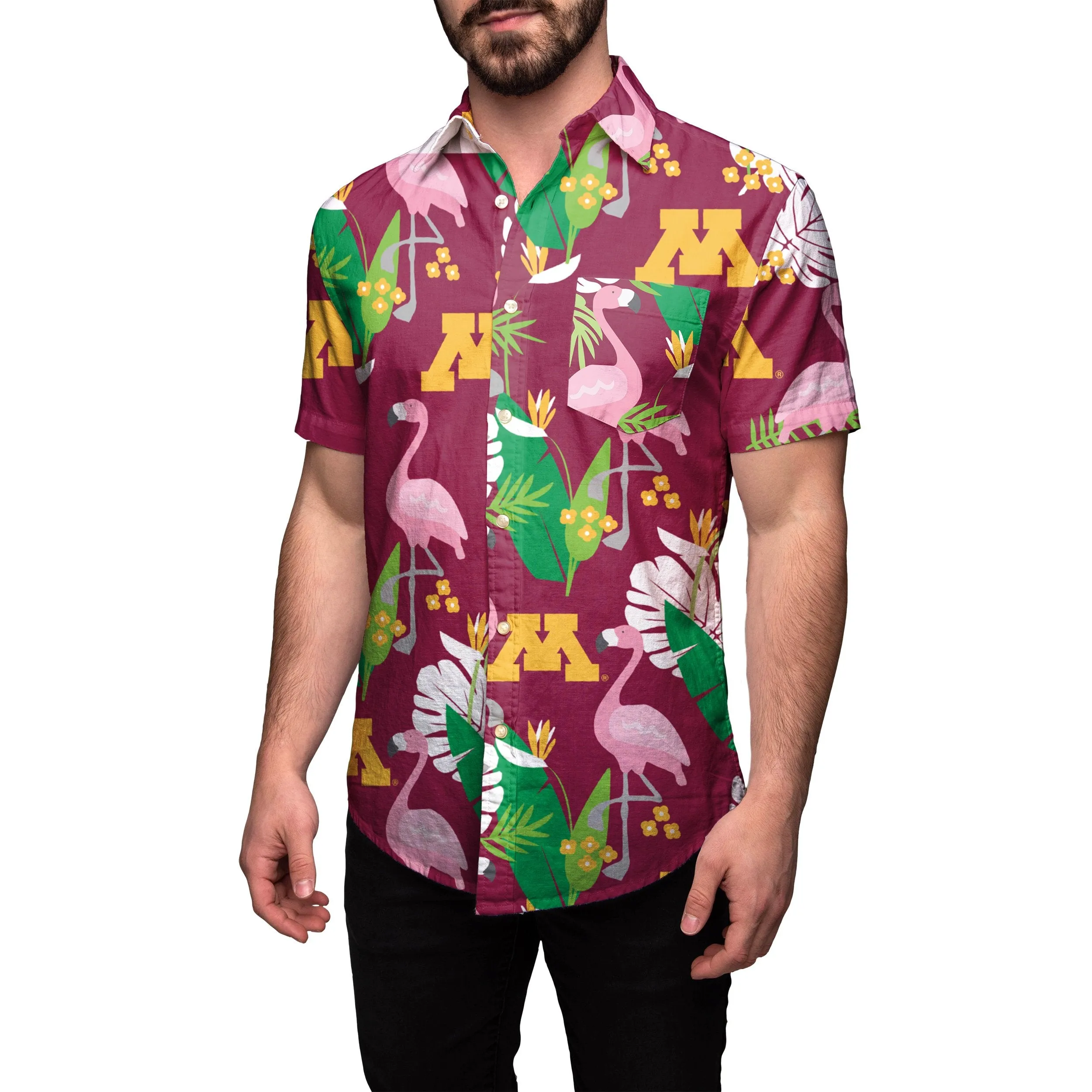 Minnesota Golden Gophers NCAA Mens Floral Button Up Shirt