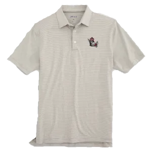 NC State Wolfpack Johnnie-O Grey and White Striped Slobbering Wolf Lyndon Polo