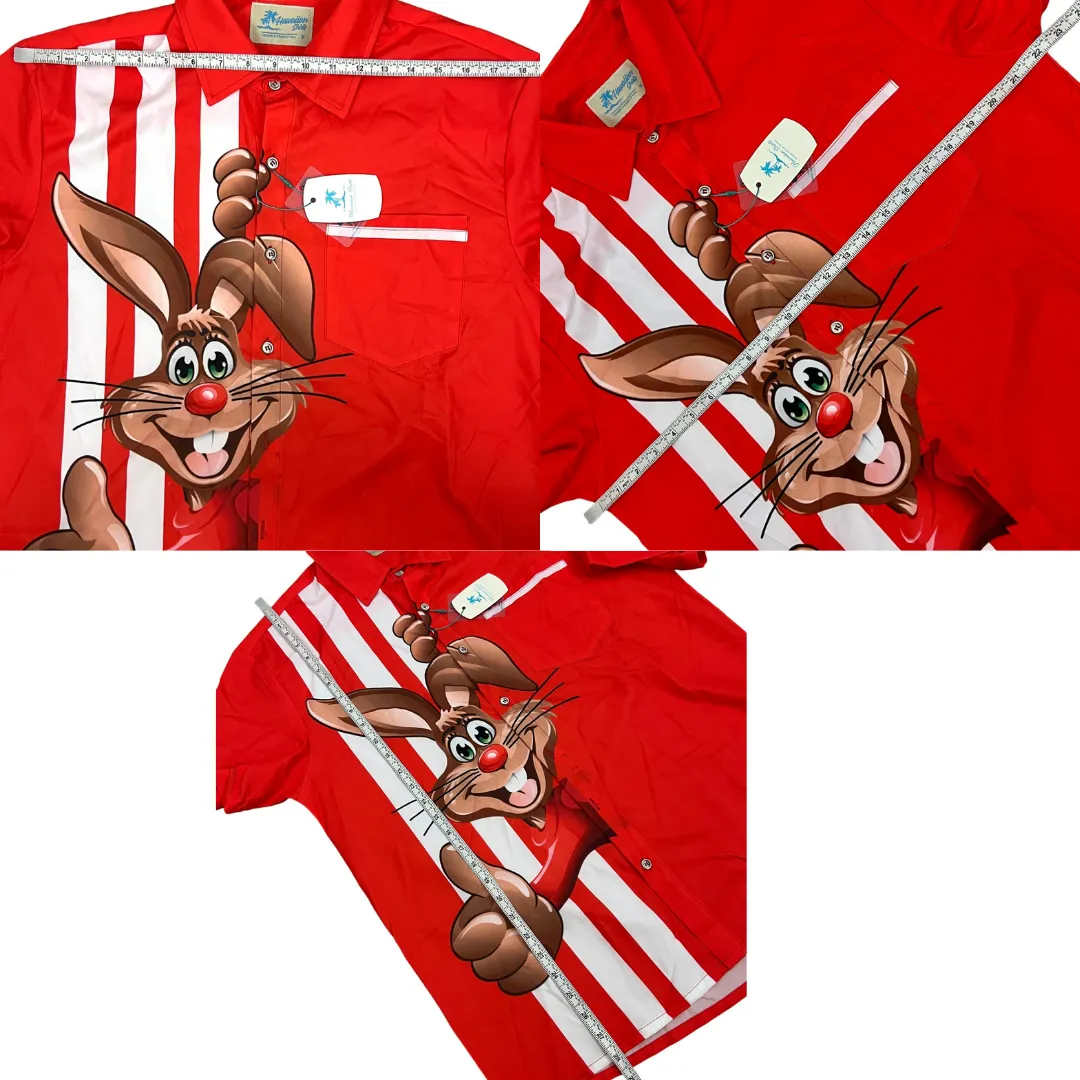 Nesquik Bunny Rabbit Button-Up Short Sleeve Shirt Size M