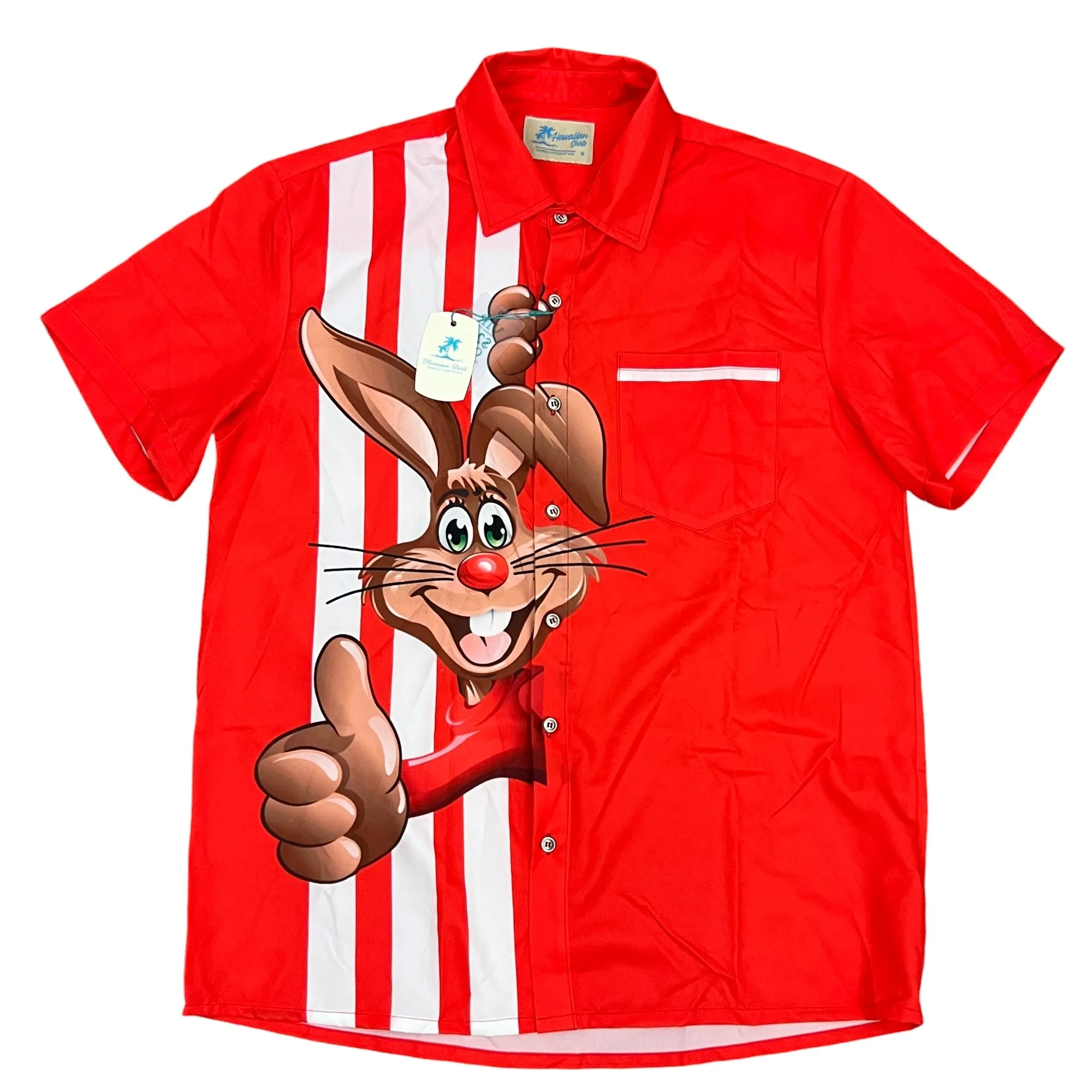 Nesquik Bunny Rabbit Button-Up Short Sleeve Shirt Size M