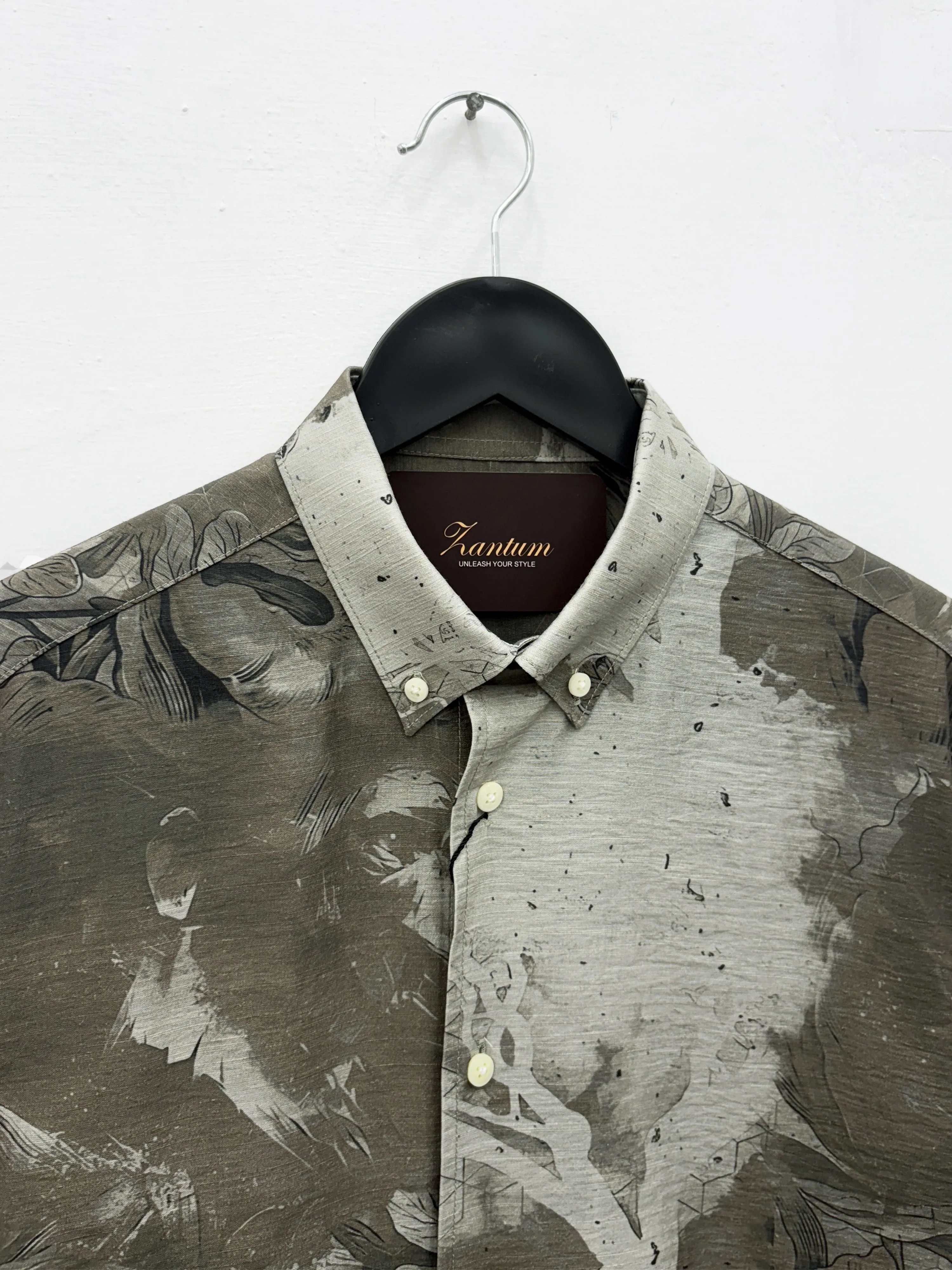 Olive IMP Abstract Printed Shirt
