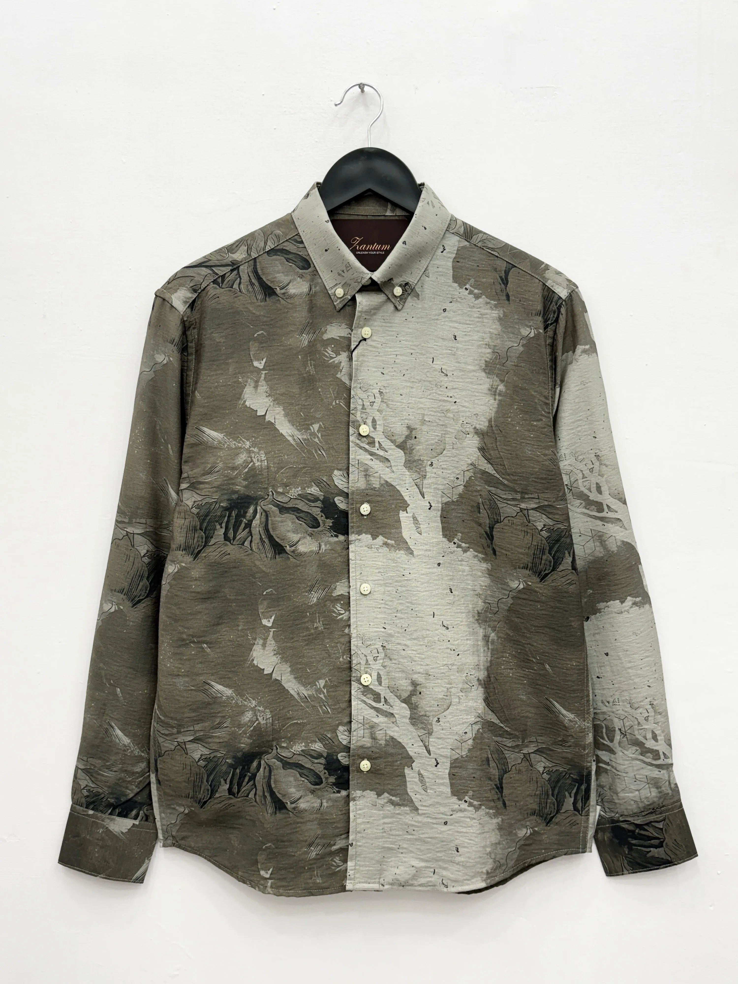 Olive IMP Abstract Printed Shirt