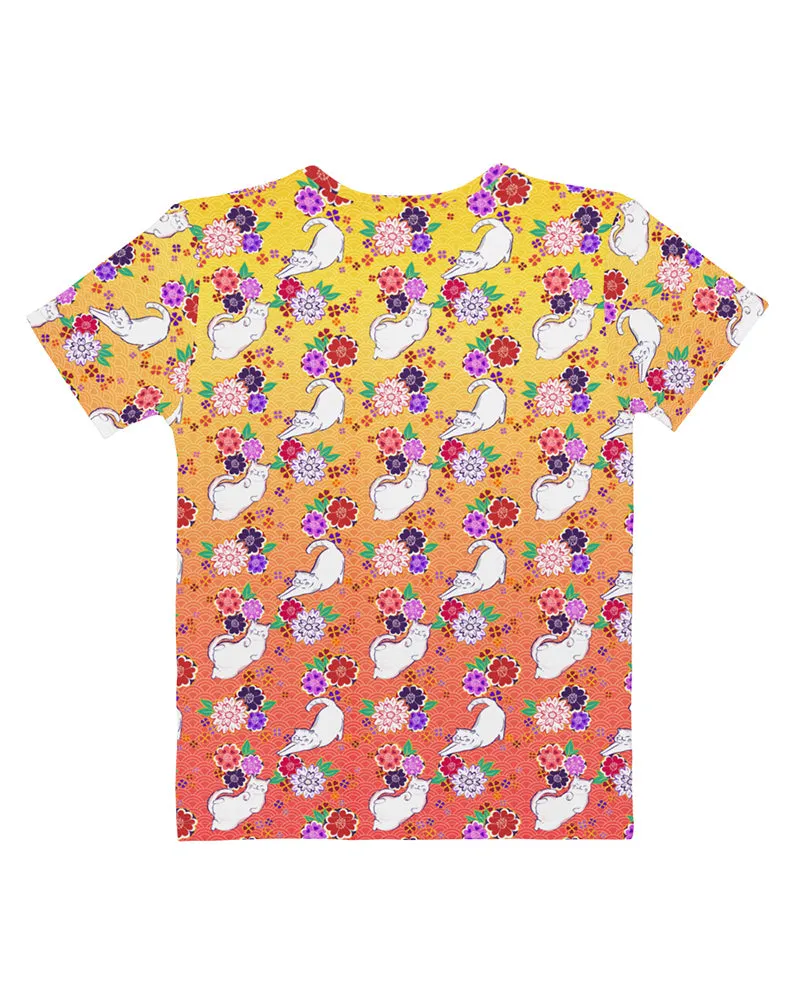 Orange to Yellow Kimono Cats Women's Tee