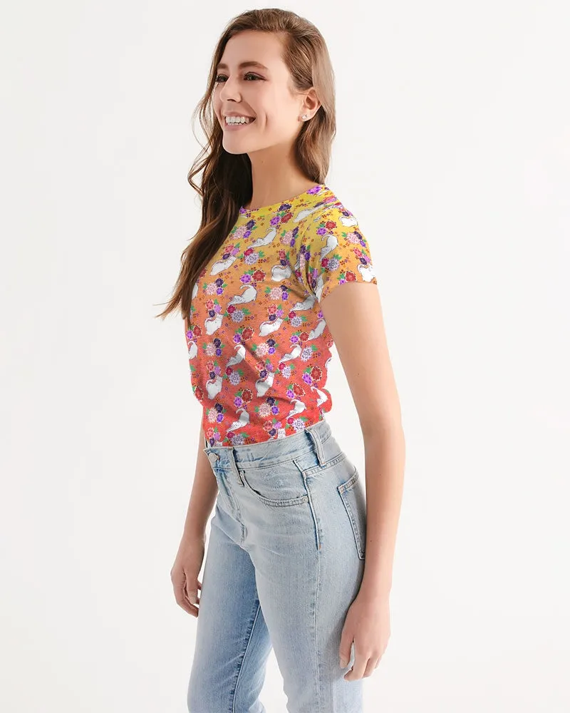 Orange to Yellow Kimono Cats Women's Tee