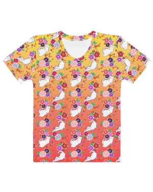 Orange to Yellow Kimono Cats Women's Tee